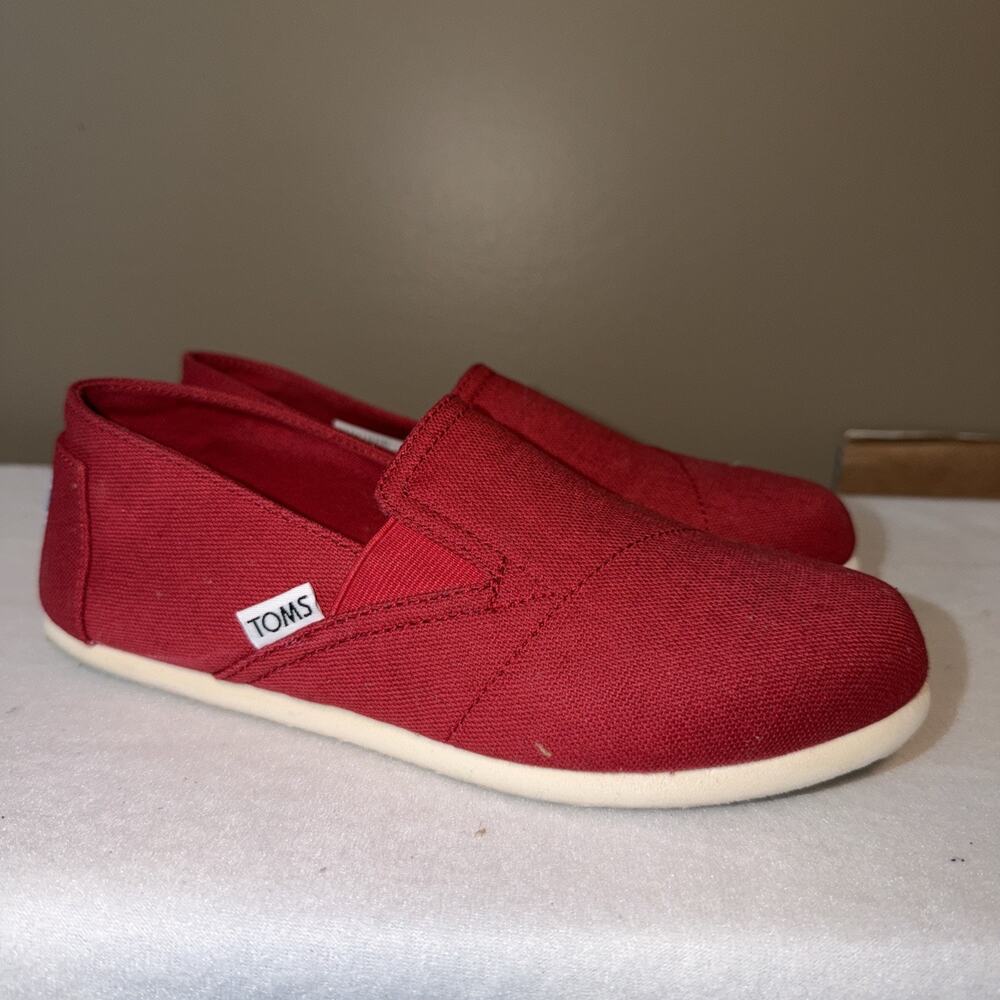 Toms Womens Alpargata Canvas Slip-On Red size 5.5